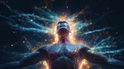 Wall Mural - Exploring the Cosmic Bond: Humanity's Connection to the Universe