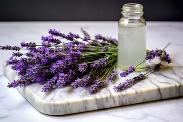 Poster - with lavender sprigs on a stone tray