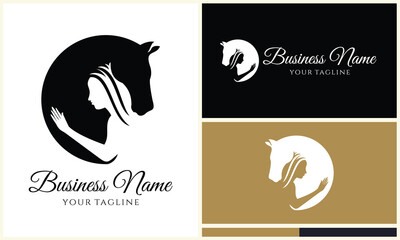 Wall Mural - equine and girl logo template