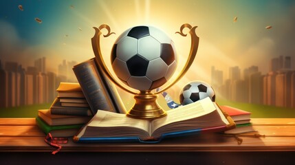 open book revealing football. soccer. sport concept