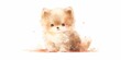 Cute kawaii dog hand drawn watercolor illustration.