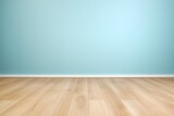 Fototapeta Tęcza - Empty Room with Wood Floor and Light Blue Wall Background for Product Display