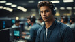 © emad - Young male technical support dispatcher in call center