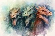 Fire-breathing drakes, smaller relatives of dragons, with fierce temperaments - Generative AI