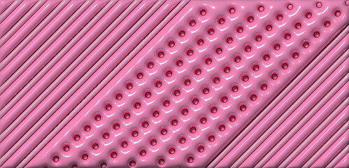 Poster - Pink inflated lines with a shiny surface, 3D rendering illustration