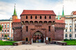 Krakow Barbican historic fortified outpost in Cracow, Poland
