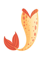 Wall Mural - Mermaid tail for costume or cosplay orange color vector illustration isolated on white background