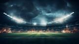 Fototapeta Sport - Sports stadium cinematic background wallpaper, cricket, football, baseball stadium background with cinematic clouds on background