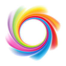 Colorful Bright Rainbow Circle On White Background, Abstract Spiral, Whirlpool Or Vortex.