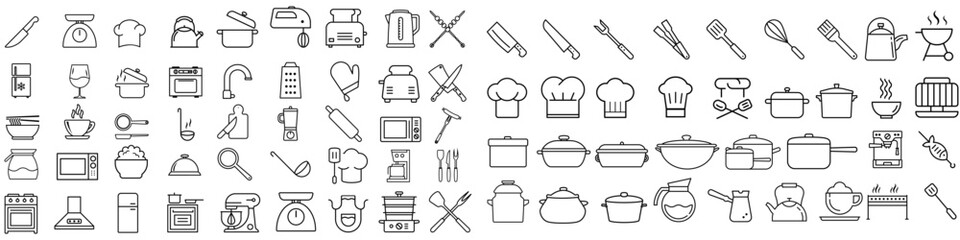 Wall Mural - Kitchen icon vector set. cooking illustration sign collection. Cook symbol or logo.