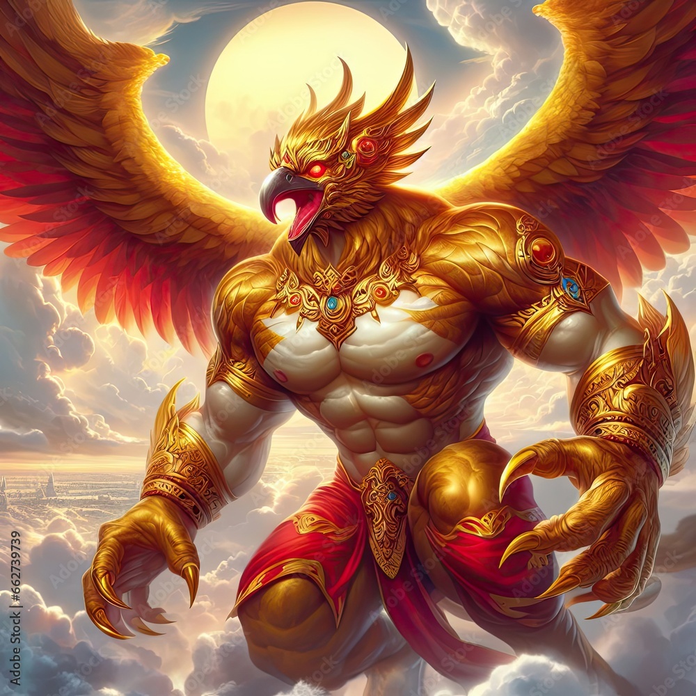 Garuda has the body of a person, the back of a bird and has wings. A ...