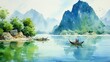 © Manik007 - Beautiful vietnam watercolor landscape oil painting picture Ai generated art