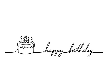 birthday cake with candles and happy birth day letter text phrase for invitation card