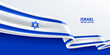 Israel 3D ribbon flag. Bent waving 3D flag in colors of the Israel national flag. National flag background design.