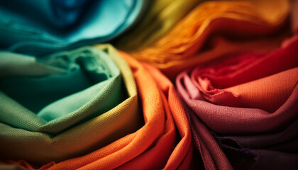 Wall Mural - A vibrant collection of multi colored silk shirts, modern elegance generated by AI