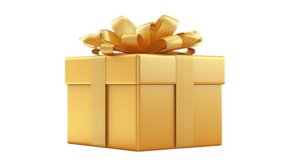 Wall Mural - golden gift box isolated on transparent background cutout