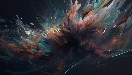 Wall Mural - Vibrant colors spiral in a futuristic, digitally generated explosion generated by AI