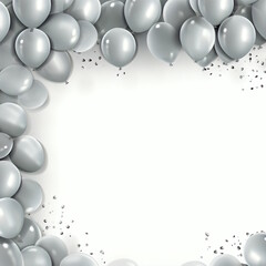 Wall Mural - Grey Balloon Frame of Invitation Card Design Template with White Background.