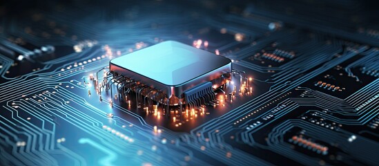 Poster - Concept of AI systems supporting devices with microchips semiconductors or CPUs within smart appliances