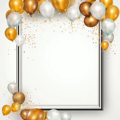 Wall Mural - Lava Balloon Frame of Invitation Card Design Template with White Background.