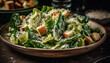 © Jeronimo Ramos - A gourmet Caesar salad, made with organic ingredients and croutons generated by AI