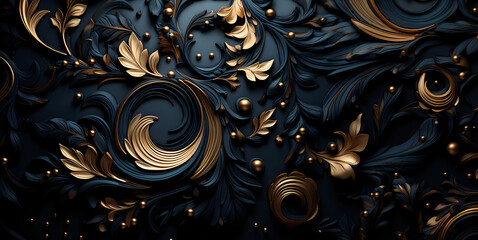 golden black floral background pattern