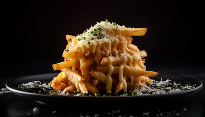 Canvas Print - Healthy pasta meal with fresh vegetables and homemade sauce, garnished with parsley generated by AI