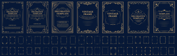 Ornamental label frames. decorative vintage frame and retro badge