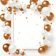 Wall Mural - Shiny Rust Balloon Frame of  Invitation Card Design Template with White Background.