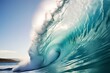 © yj - Photography of barrel wave. refreshing blue wave, a cool sea. generative AI