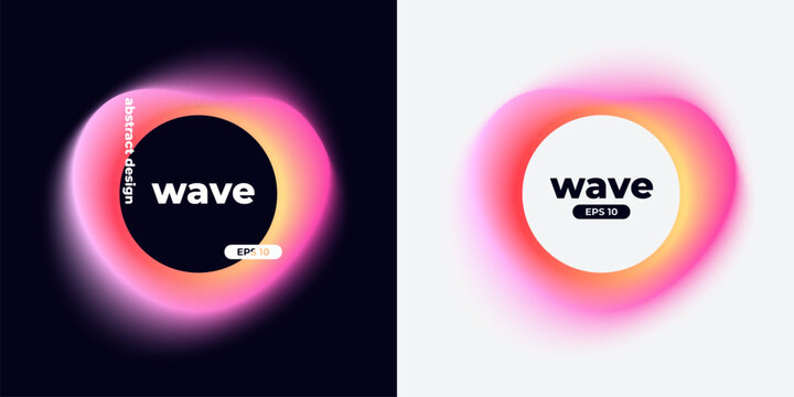 Circle banner with gradient isolated on black background. Vector set. Fluid vivid gradients for banners, brochures, covers. Abstract liquid shapes. Colorful bright neon template. Dynamic soft color.