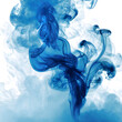 Blue smoke swirls and billows across a pristine white background, a striking contrast of colors and emotions. This enigmatic dance of azure hues against the pure canvas invokes a sense of mystique and
