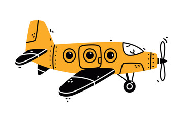 Sticker - Airplane as Aircraft Flying in the Air Vector Illustration