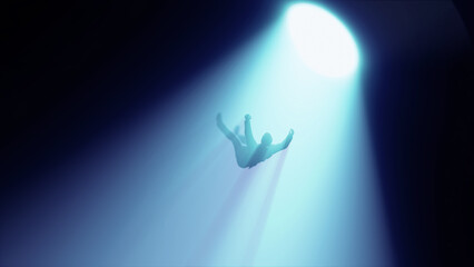 a man falls into the void