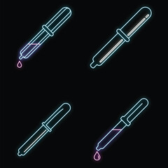 Poster - pipette medical dropper tool icons set. outline illustration of 4 pipette medical dropper tool vecto