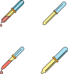 Poster - pipette medical dropper tool icons set. outline illustration of 4 pipette medical dropper tool vecto