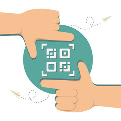 Poster - QR code icon. cashless shopping payment. contactless or money transfer concept. Vector illustration