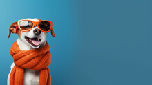 Happy Dog Dressed In Winter Clothes Portrait On Isolated Background - Ai Generative