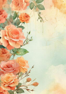 Flowers, leaves, watercolors, pastel, pretty sweet. For cards, advertisements.