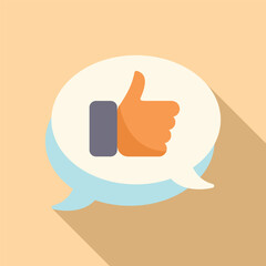 Poster - Thumb up chat icon flat vector. Like contact. Business speech