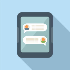 Poster - Tablet online chat icon flat vector. Group share. Business stroke