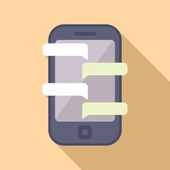Poster - Phone big chat icon flat vector. Internet content. Business group