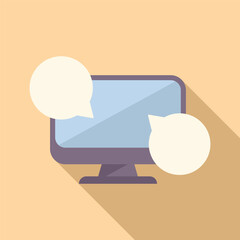 Poster - New line chat icon flat vector. Stroke speech. Content group