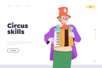 Wall Mural - Landing page design template advertising online service providing circus skills development