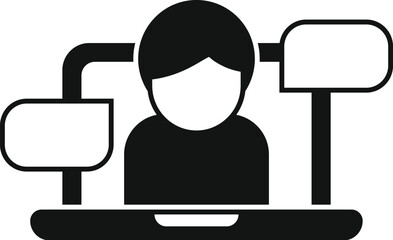 Poster - Laptop chat icon simple vector. Online element. Business design