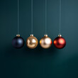 Showcased Set of Christmas Tree Balls with Metallic and Matte Finishes, Elegantly Designed Under Studio Lighting
