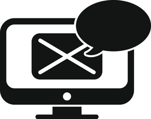 Poster - Monitor message icon simple vector. Mobile internet. Web contact