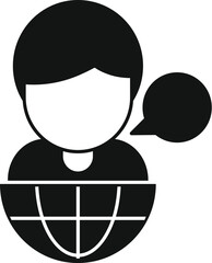 Poster - Global friend message icon simple vector. Button contact. Bubble stroke