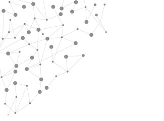 Block chain global network technology concept. Network nodes greyscale plexus background. Global data exchange blockchain vector. Linked dot nodes and lines low poly. Information technology design
