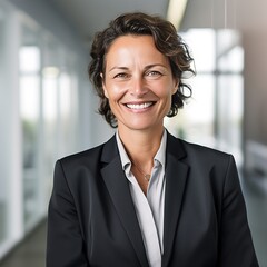 business businesswoman office mature middle aged head shot woman portrait corporate caucasian white businessperson created using generative ai technology